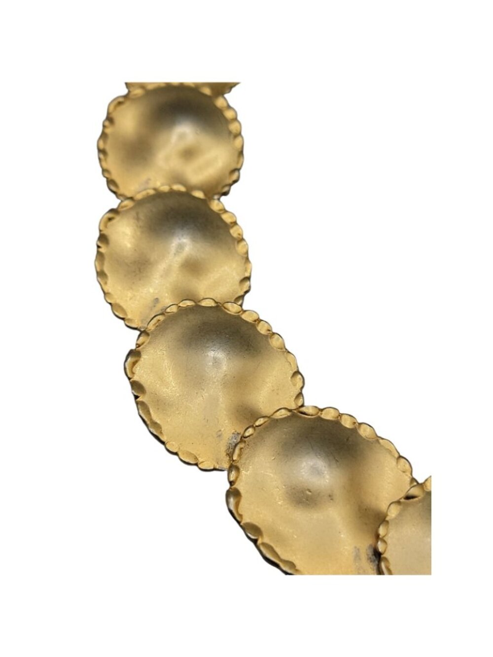 DESIGNER 1980s LARGE DISC Collar Vintage Statement Necklace 18" Matte Gold Tone - Picture 13 of 16